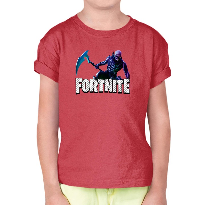 Tricou copii Fortnite Battle Royal OPT Fortnite Skull Trooper 3, Rosu