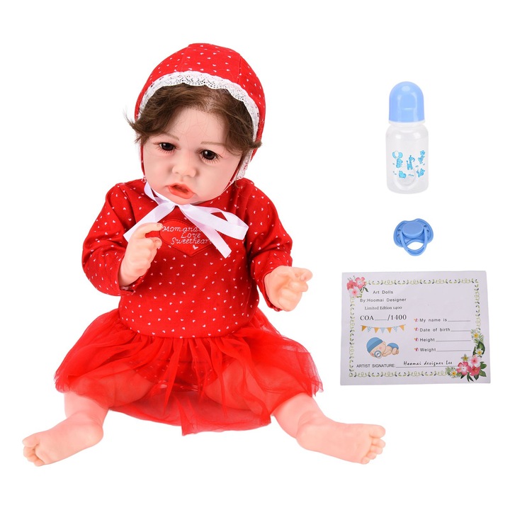 Кукла Reborn 22 инча, Mmgoqqt, мек винил, деликатни детайли, водоустойчива кожа, 0-3 месеца