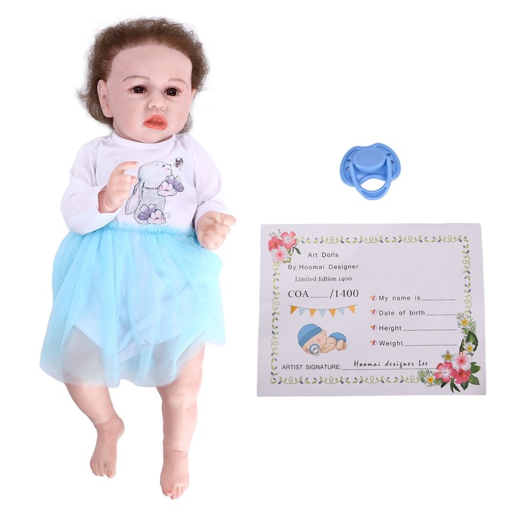 Кукла Reborn 22in, Mmgoqqt, винил, може да се пере, реалистичен вид, за деца над 3 години