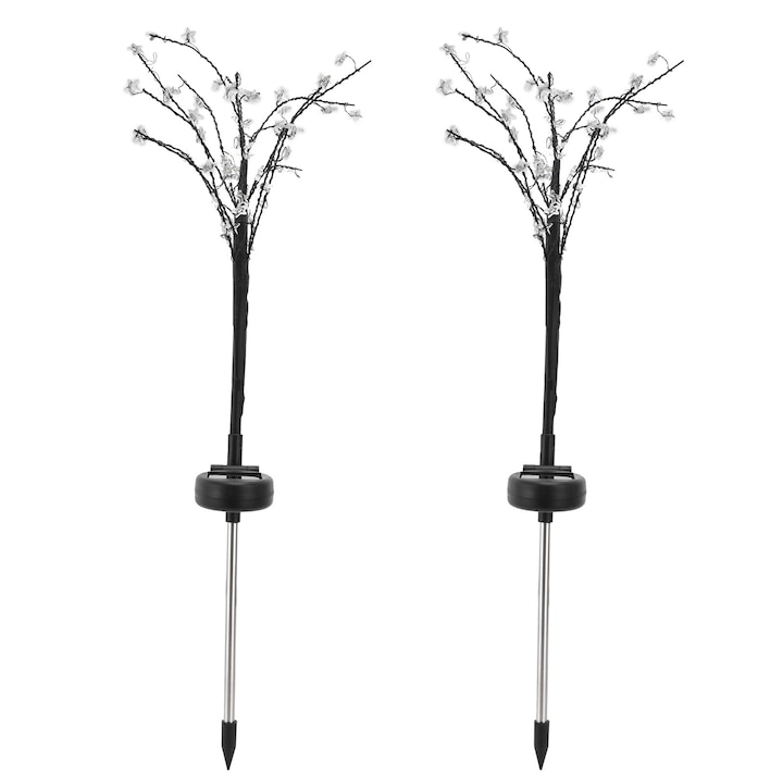 Lumina solară cu LED-uri 2 buc. Lumina pentru ramura stea cu cinci colțuri, impermeabilă, pentru curte, grădină