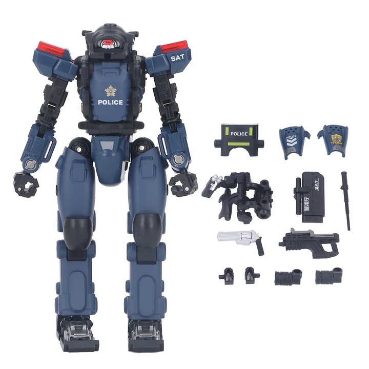 Трансформираща се играчка робот 1:60, Longziming, син, алуминий, преносим дизайн