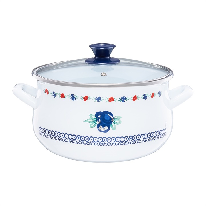 Zománcozott edény fedővel 16cm, 2L, EMALIA OLKUSZ Kalina