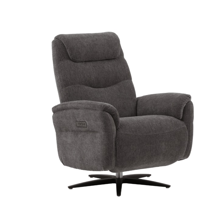 Fotoliu extensibil cu Recliner electric Jazz si priza usb, structura metalica, tesatura gri