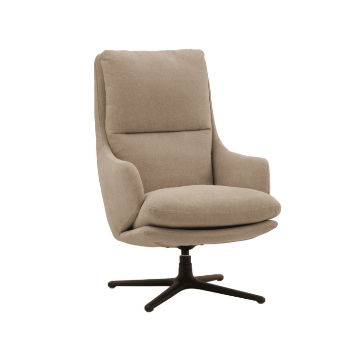 Fotoliu Elliot Rotativ, structura metalica, tesatura bej