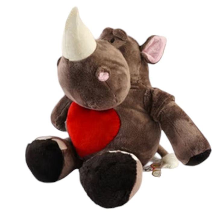 Jucarie de plus Malvys®, Rinocerul Valentine, Maro, 50 cm