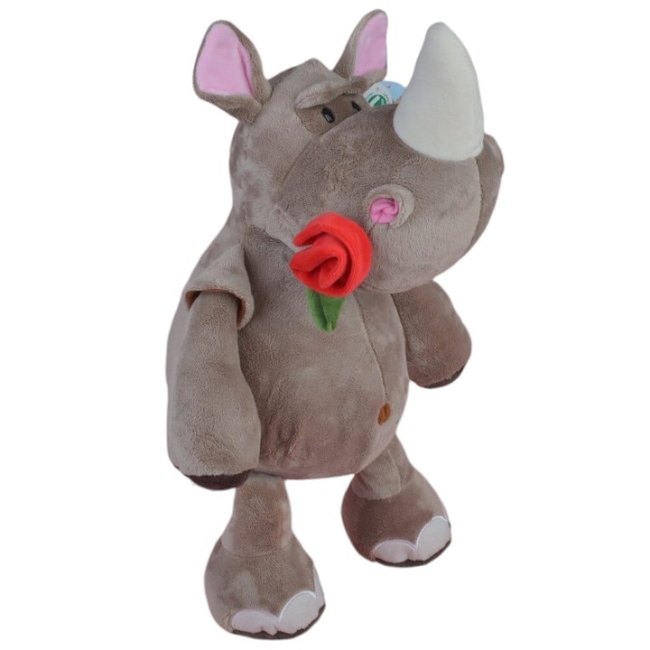 Плюшена играчка Malvys, Червен носорог, Кафяв, 50 см