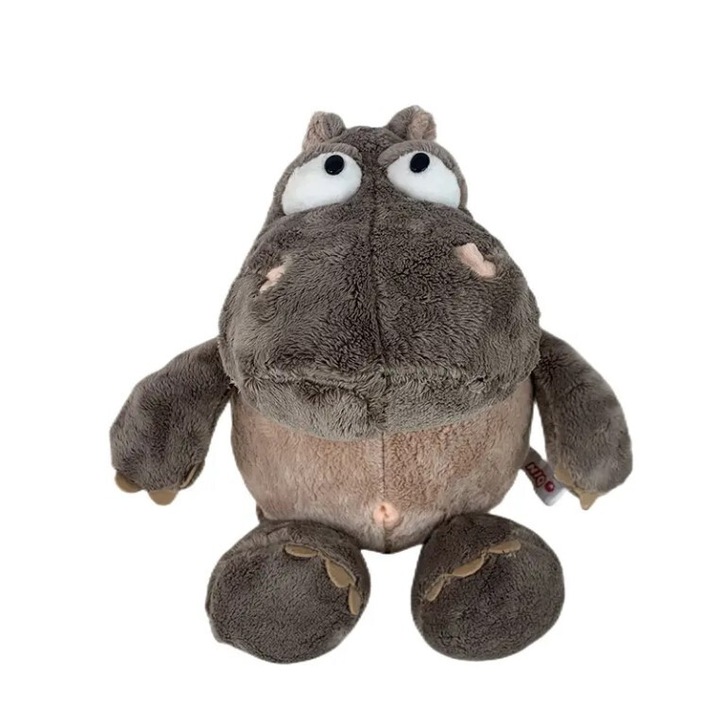 Плюшена играчка Malvys, Хипопотамът Хюго, Сиво, 35 см