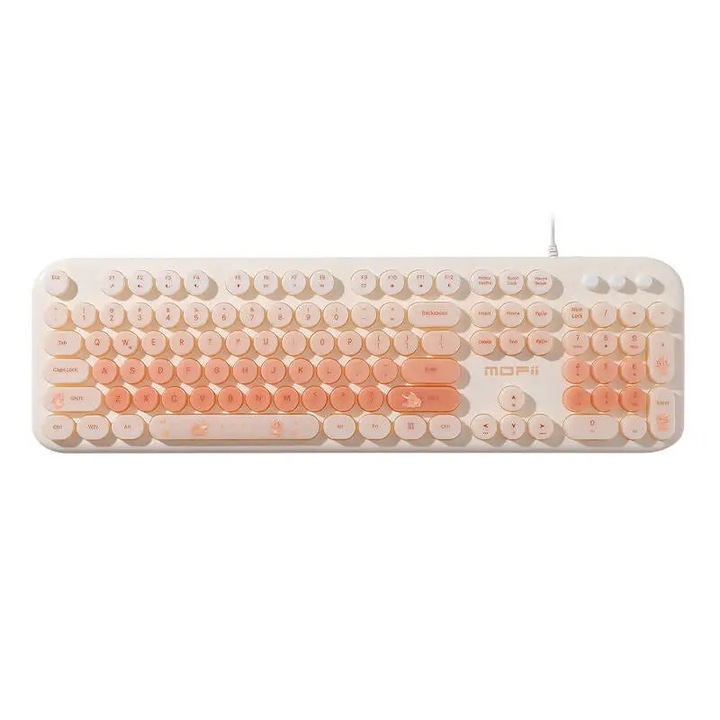 Tastatura cablata MOFII Love Me, 104 taste, iluminare, bej, 447,1x134,3x31,1mm