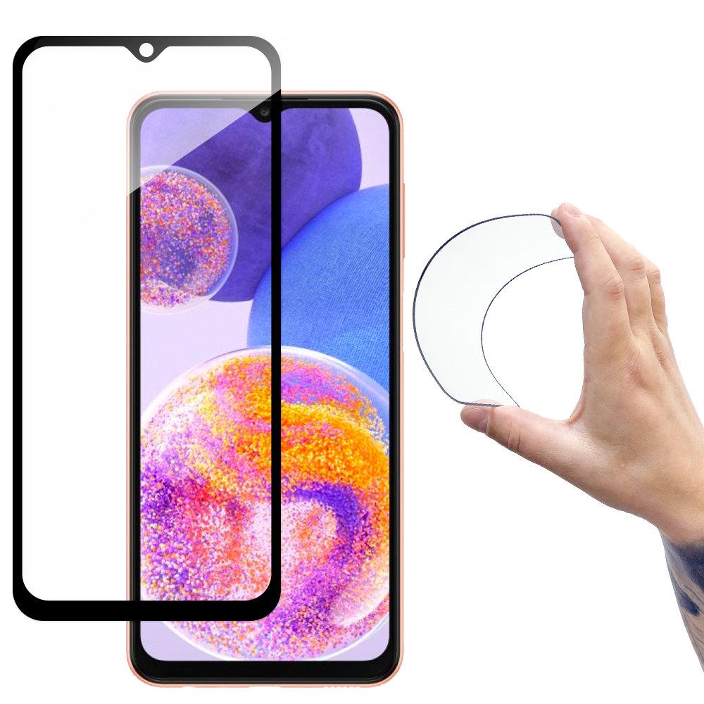 Film de sticla Xiaomi Redmi 14C - adeziv complet, folie flexibila cu rama neagra