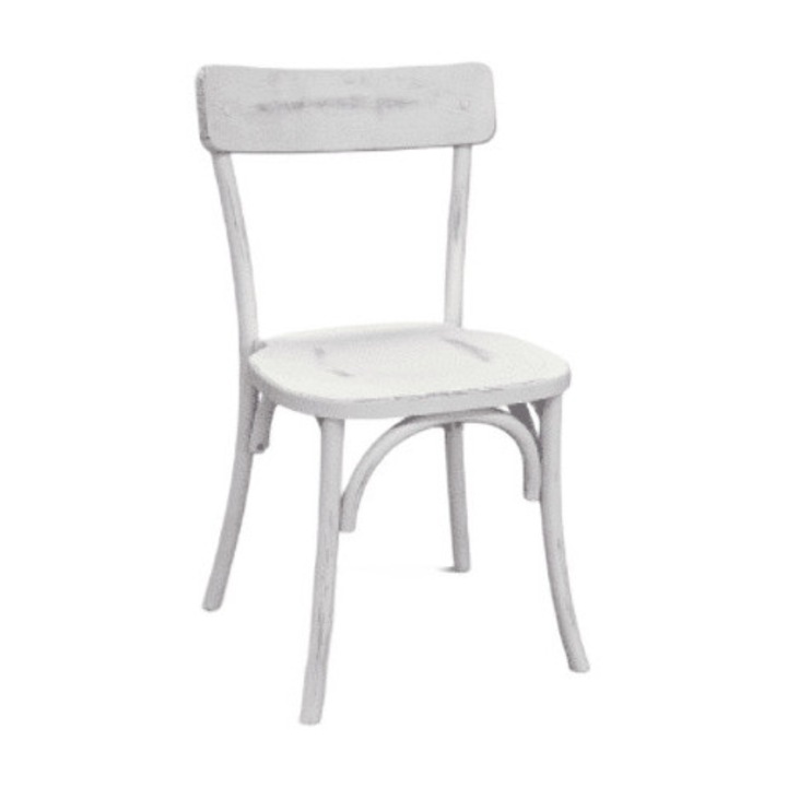 Scaun Old Times, lemn antichizat - Alb