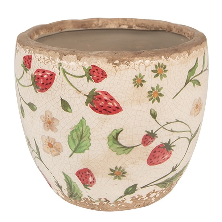 Ghiveci flori ceramica multicolora Capsuni 13x11 cm