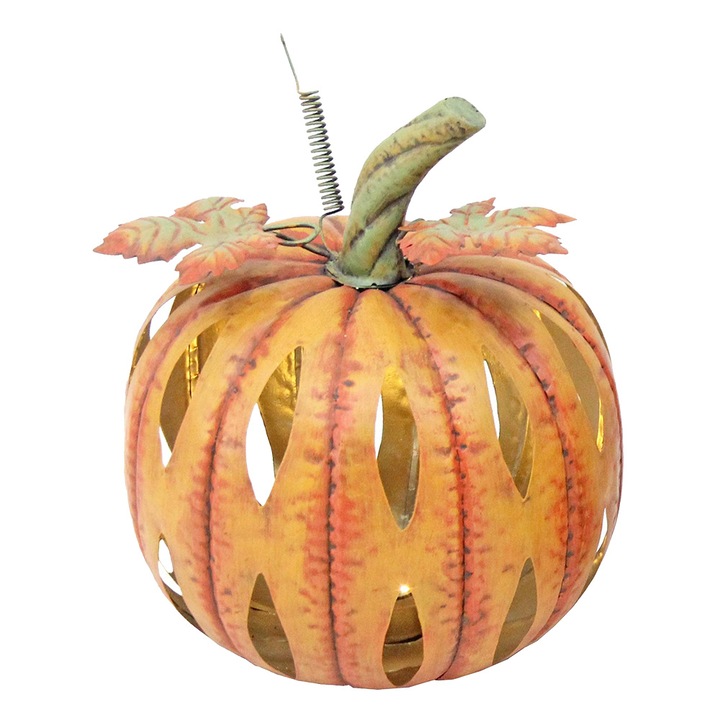 Narancs zöld vas dísztök LED-del 28x34 cm