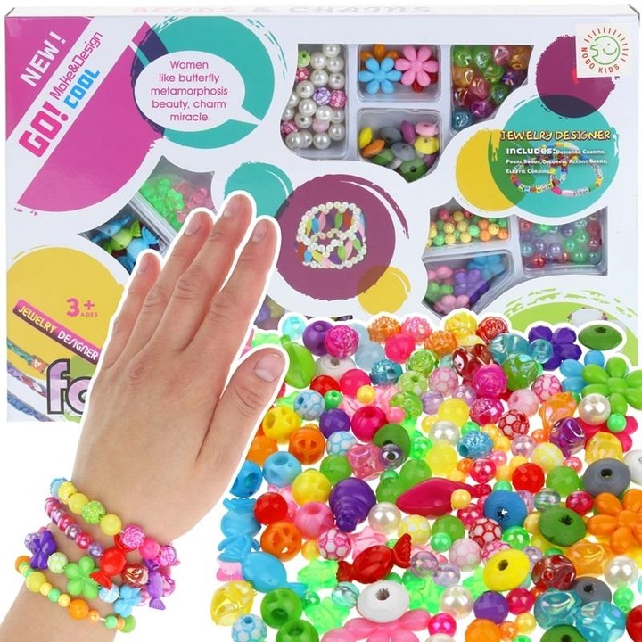 Set de artizanat Nobo Kids pentru bratari, 187 de margele, multicolor
