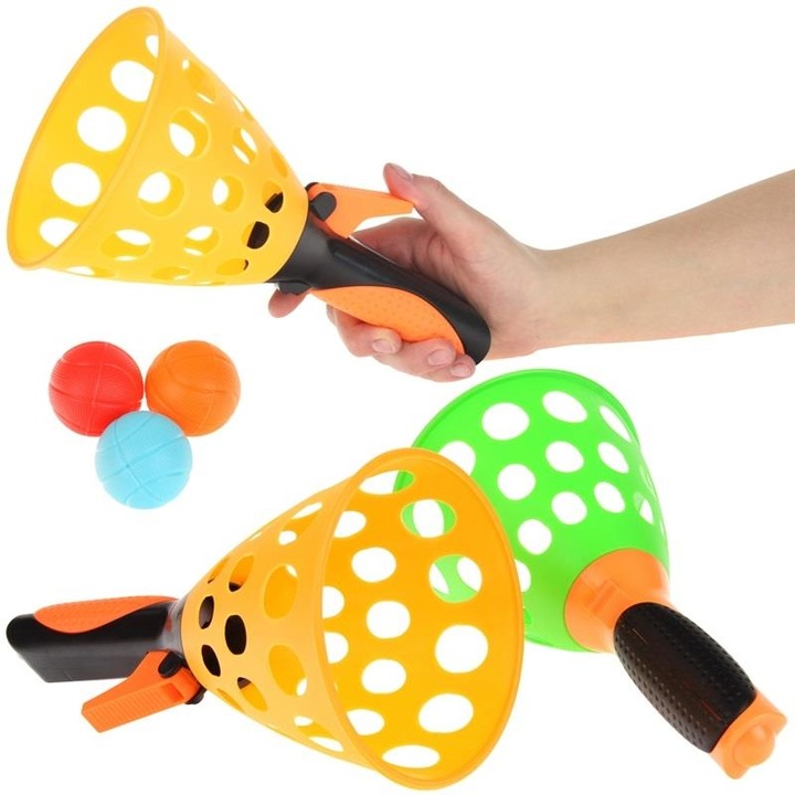 Nobo Kids interaktív játékszett, kilövő 2 rakétával és 3 színes labdával, 13x24cm