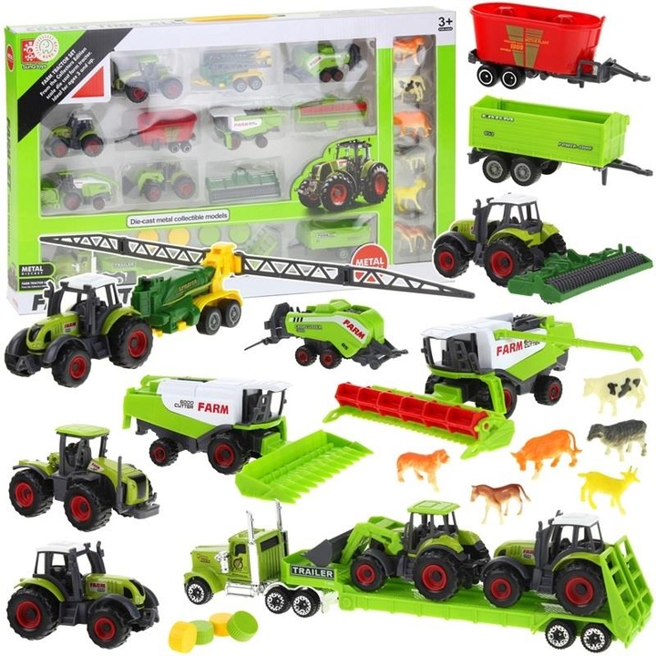 Set utilaje agricole Nobo Kids, 10 piese, multicolor, dimensiuni 6,5x26cm