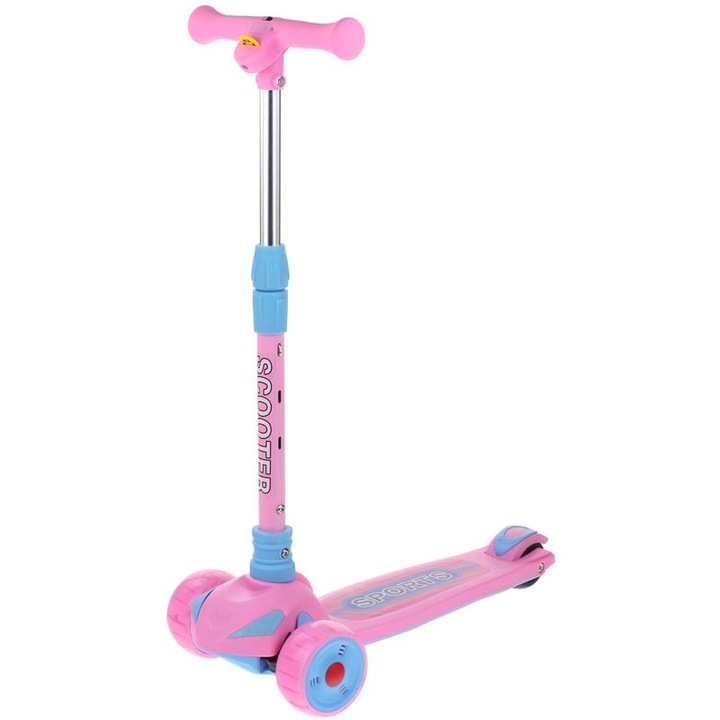 Nobo Kids 2 az 1-ben 3 kerekű roller, üléssel, világos kerekekkel, rózsaszín, 60x33cm