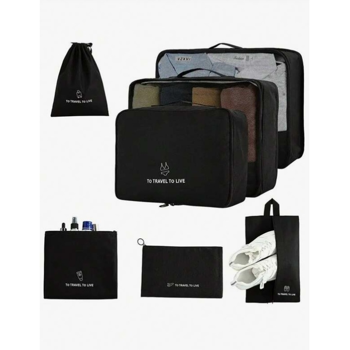 Set organizatoare calatorie, 7 piese, Nobo Kids, negru