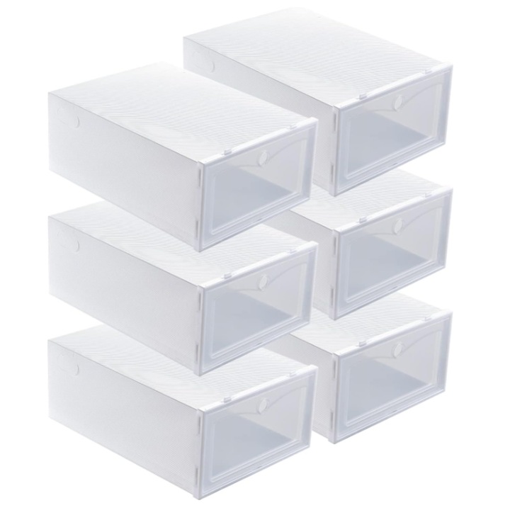 Organizator plastic pentru incaltaminte, Nobo Kids, set 6 bucati, alb, 31,5x21x12cm