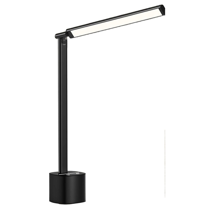 Lampa birou LED Luka 10W, pliabila, 5000mAh, 3 culori, 8x8x41cm