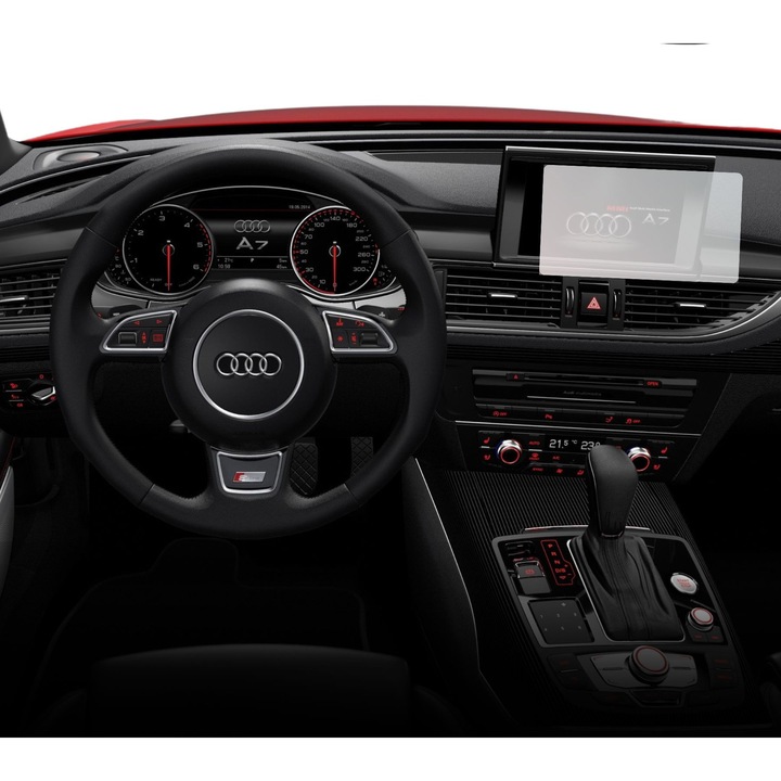 Folie Protectie Navigatie Audi A7 Sportback 2014-2017, Duragon, protectie Display Navigatie, silicon Transparent, Anti-zgarieturi, Anti-amprenta, Regenerabila, Flexibila, Anti-Shock, kit instalare