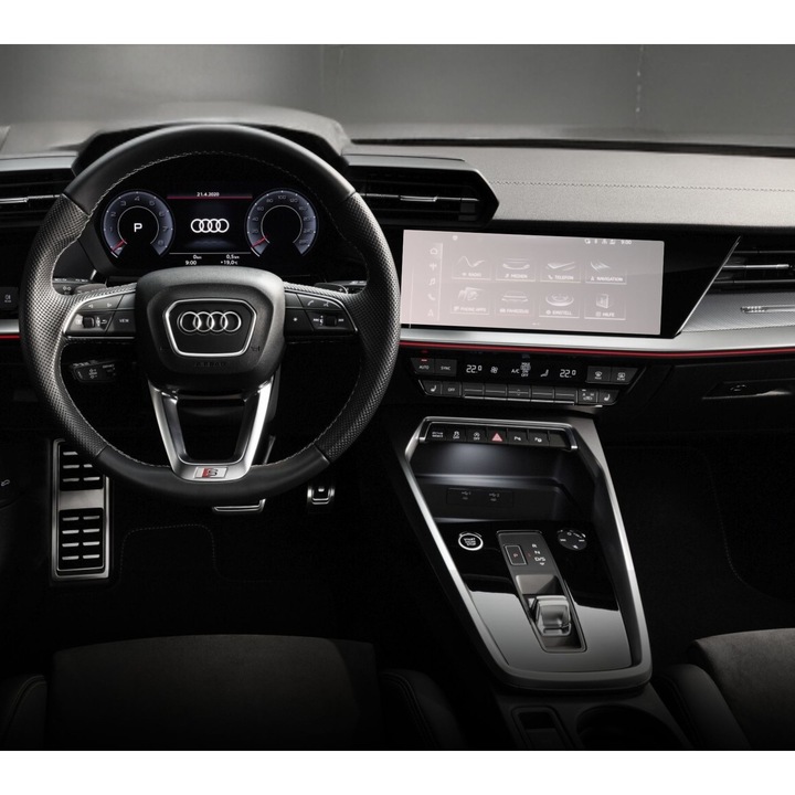 Folie Protectie Navigatie Audi A3 Sedan 2020-2024, Duragon, protectie Display Navigatie, silicon Transparent, Anti-zgarieturi, Anti-amprenta, Regenerabila, Flexibila, Anti-Shock, kit instalare