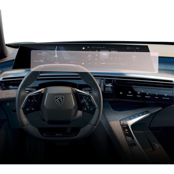 Folie Mata, Duragon, protectie display, pentru Navigatie Centrala Peugeot e-3008 2023+, Anti-Amprenta, din silicon