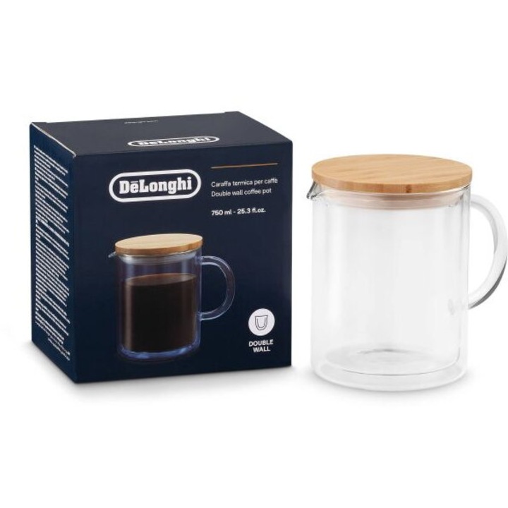 Carafa de sticla DeLonghi DLSC078, cu perete dublu, 750 ml