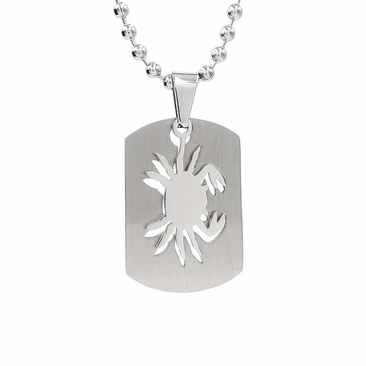 Lant inox tip US ARMY cu pandantiv placuta Dog Tag zodia Rac, PS Personal Style, grosime lant 3 mm, lungime 70 cm