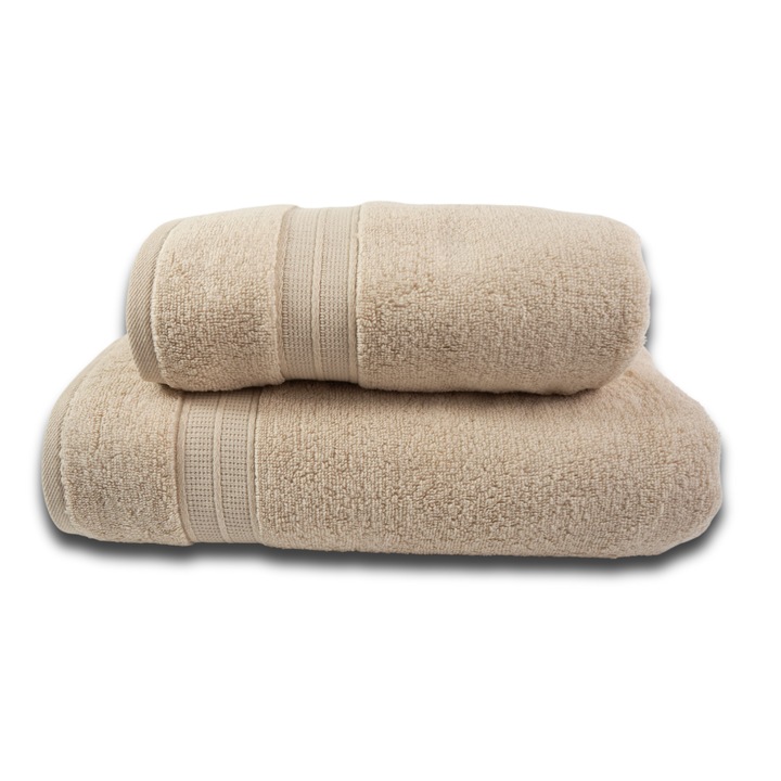 Комплект 2 хавлиени кърпи, 100% MicroCotton, плътност 430 g/m2, 50x100cm + 70x140 cm, екрю