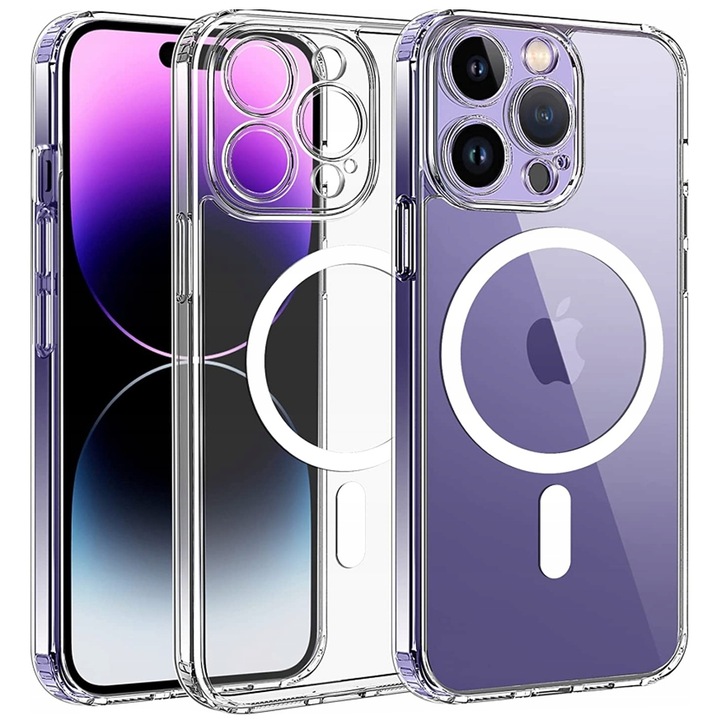 CO2™ tok iPhone 15 pro telefonhoz, prémium puha szilikon, MagSafe kompatibilis, kamera és képernyő védelem, emelt élek, kontúrozott gombok, vékony profil, gyors töltés, átlátszó