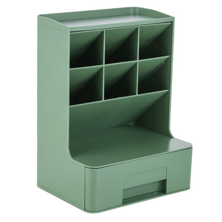 Organizator de birou AMRINUGL, 9 compartimente, verde, 17.8x12.8x24.5cm
