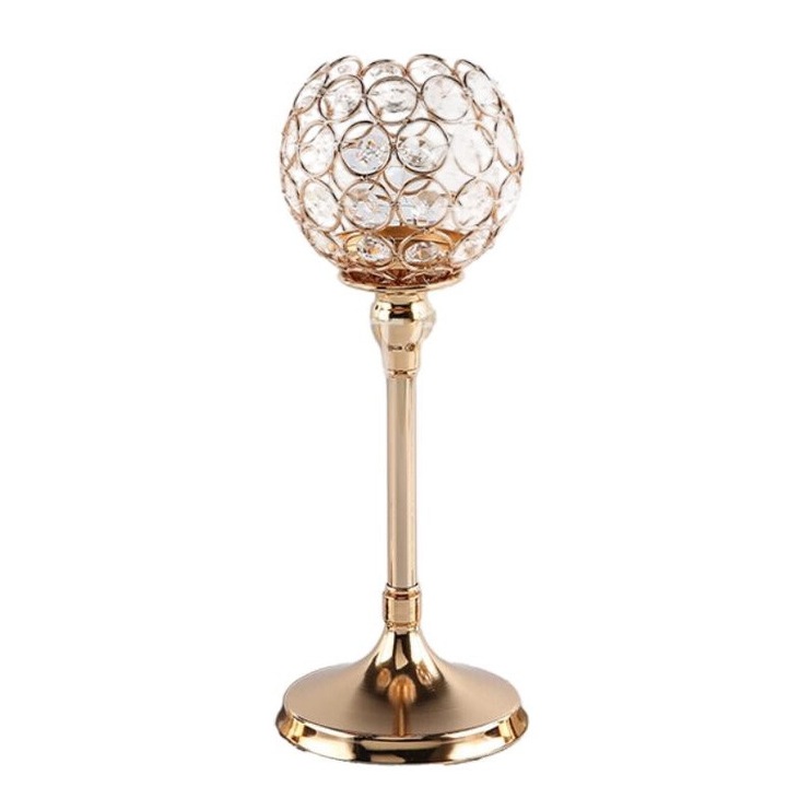 Kristály gyertyatartó, Gigicial, európai design, rendezvényekhez ideális, 1 tartó, arany