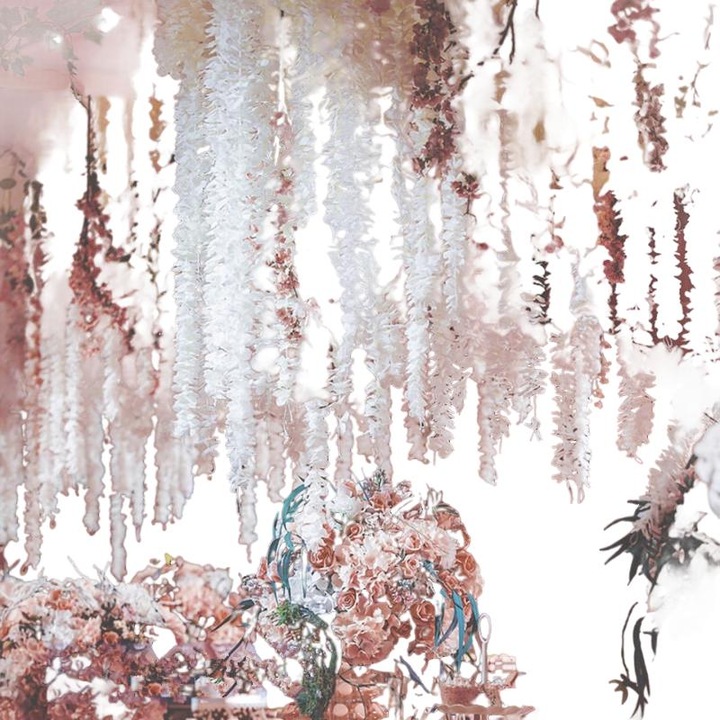 Сватбена украса от изкуствени цветя, розова