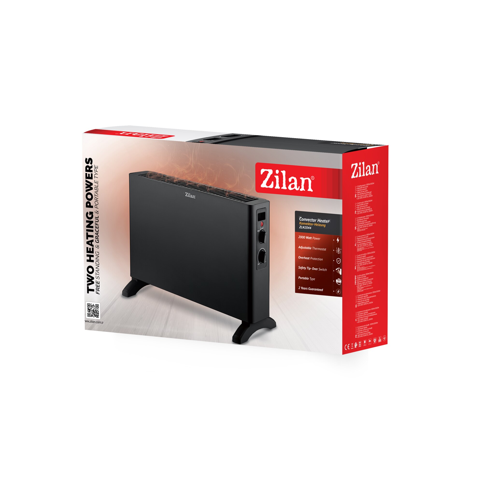 Convector electric, 2 trepte de viteza 1250W-2000W, termostat