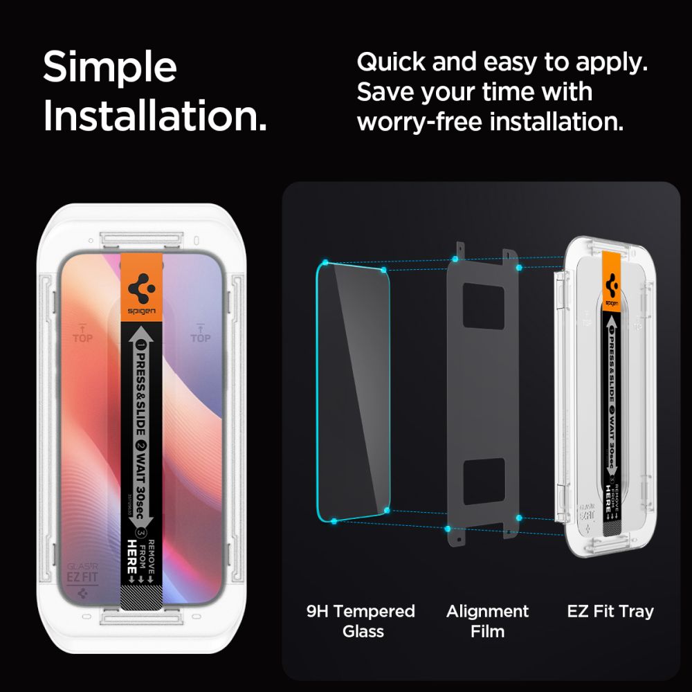 Folie sticla SPIGEN GLAS.TR ”EZ FIT”, compatibila Apple Iphone 16 Pro, transparenta