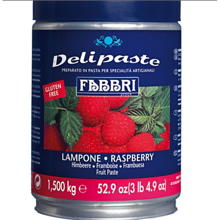 Концентрирана паста малина Fabbri Delipaste 1.5кг ароматизираща пюре – професионален крем малина за сладкарство, сладкиши, джелато и премиум десерти