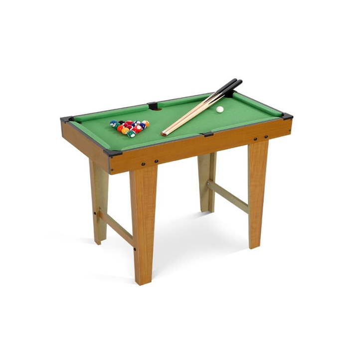 Mini Masa de Biliard, Comando Games, 2 Tacuri, 16 Bile, Pentru Copii, Dimensiuni 120x61x77.5 cm, Maro Lemn
