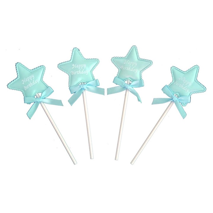 Set 4 decoratiuni briose stelute albastre 4.5 cm