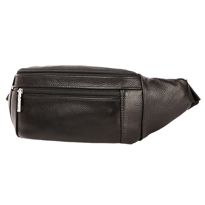 QttvbTna férfi kézitáska, Természetes bőr, Fekete