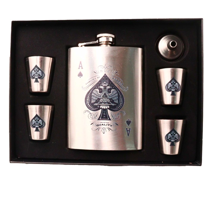 Комплект чаши с 4 чаши Dalimag, специална кутия, 24 x 18 см, модел черно сърце, 235 мл