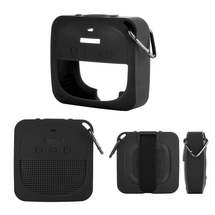 Husa pentru Boxa Bluetooth portabila, difuzor protectie，Silicon, Compatibila cu Bose Sound Link Micro, Negru