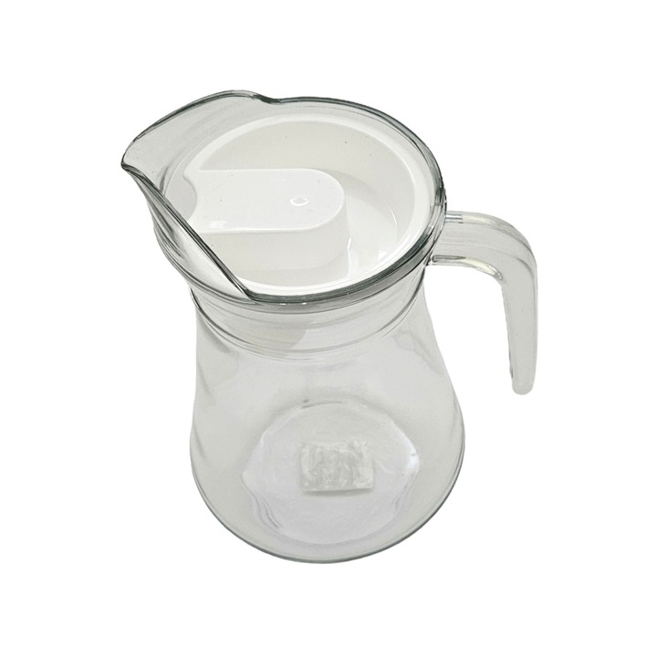 Carafa goldglass 1319 din sticla transparenta, simpla cu capac si maner 1300 ml