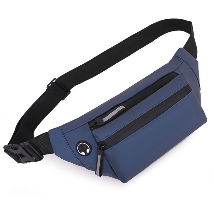 QttvbTna Unisex állítható táska, vízálló, fejhallgató-csatlakozó, sötétkék/fekete, 13x32 cm