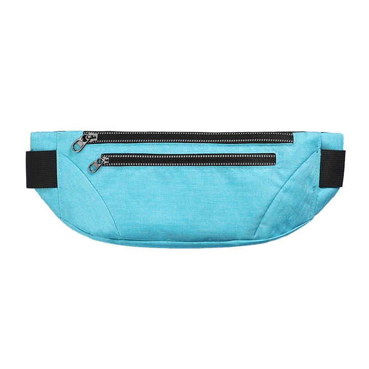 Unisex sport deréktáska, dupla cipzáras modell, Oxford anyag, nagy rekesz, fekete színű