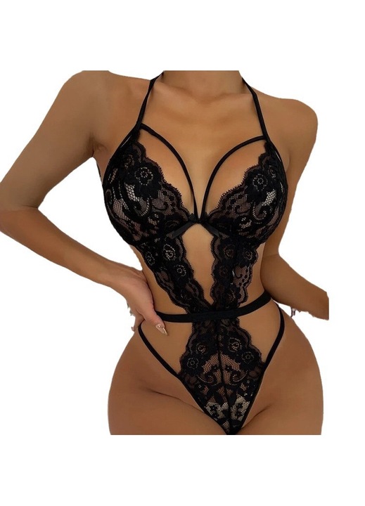 Body sexy dama, Poliester, Negru, Plus size, Negru