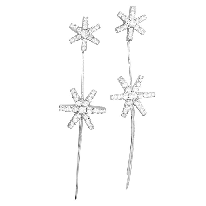 Обеци с пискюли и камъни, Платинено покритие, 8,5 см