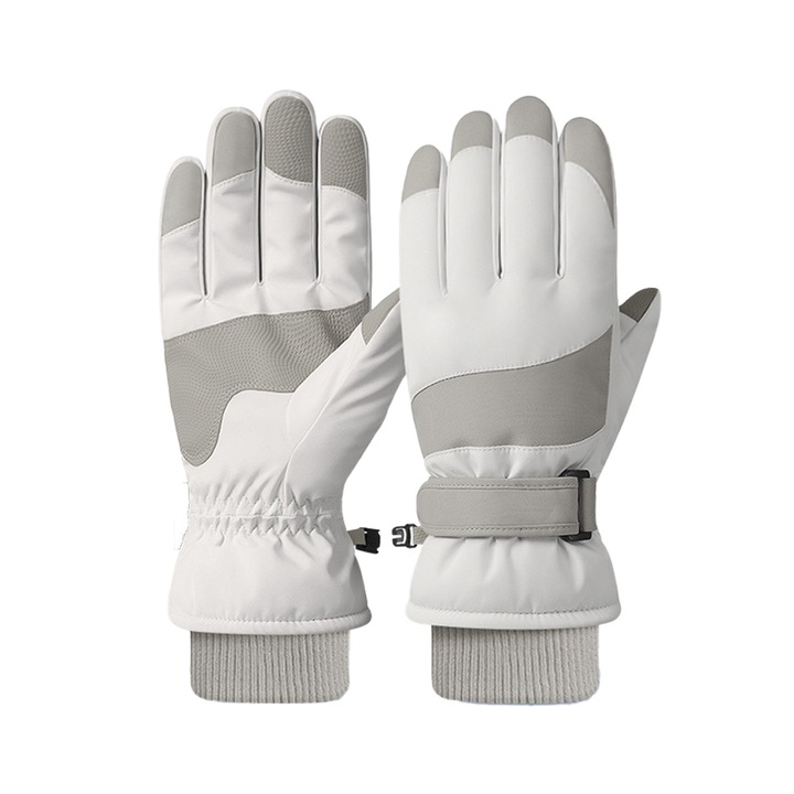 Зимни ски ръкавици, водоустойчиви, със сензорен екран, светлосиви, комплект