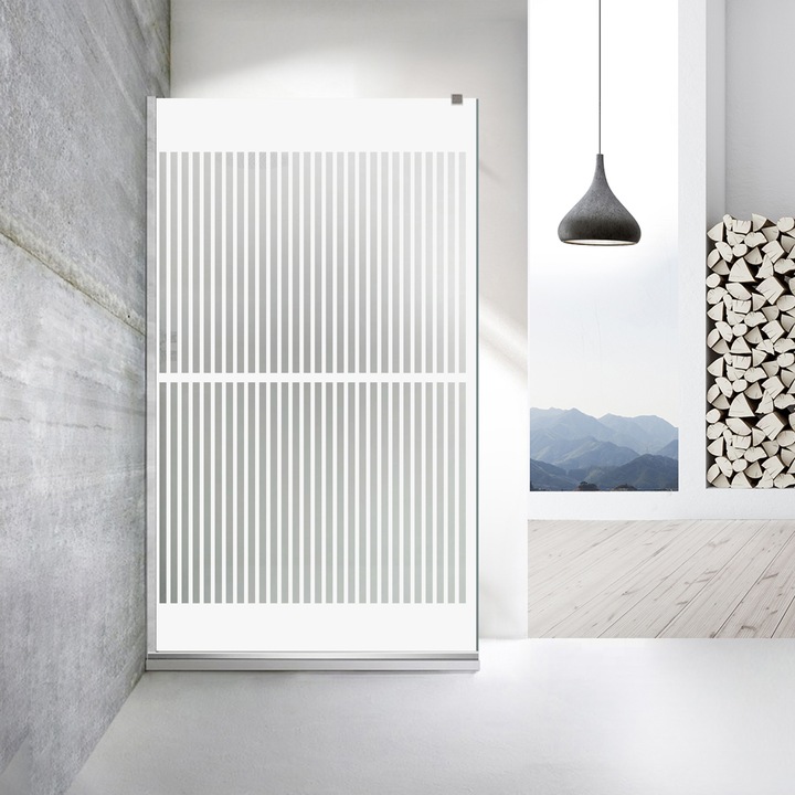 Aqua Roy ® INOX 70x195 cm zuhanyfal, fehér Mediteran modell, 8 mm matt biztonsági üveg, vízkő elleni kezeléssel