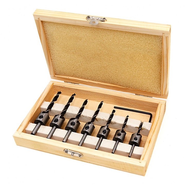 Set burghie pentru lemn, HBM, M1, 8 piese