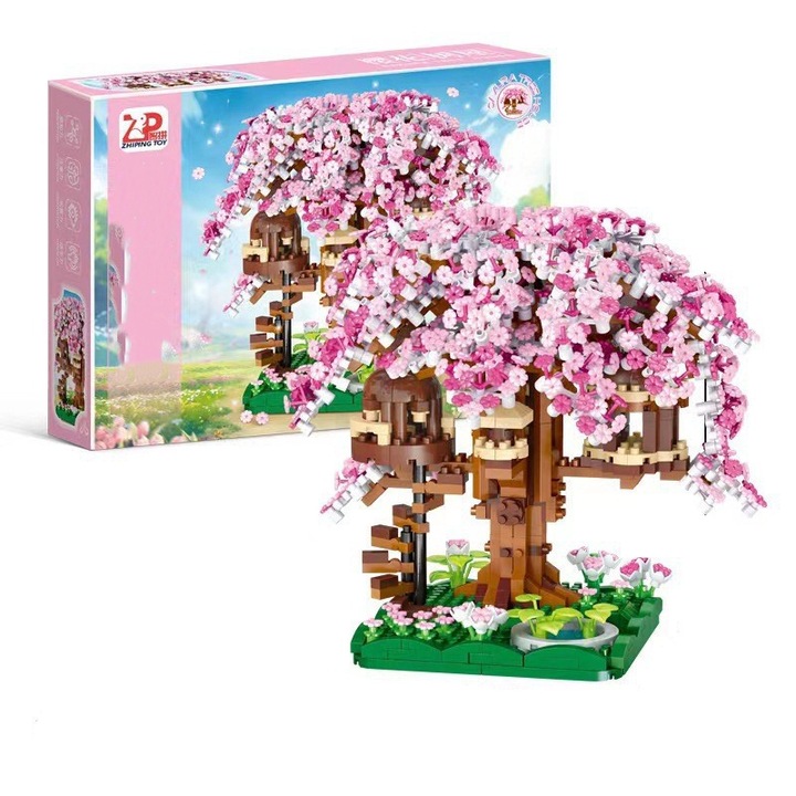 Set blocuri de constructii cires, Multicolor, Set de constructii 3D, 1109pc （14x10x13cm）